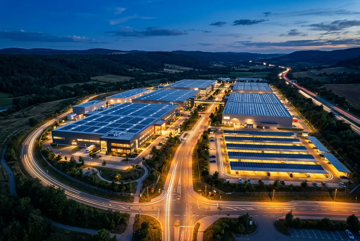 Site industriel équipé de panneaux solaires